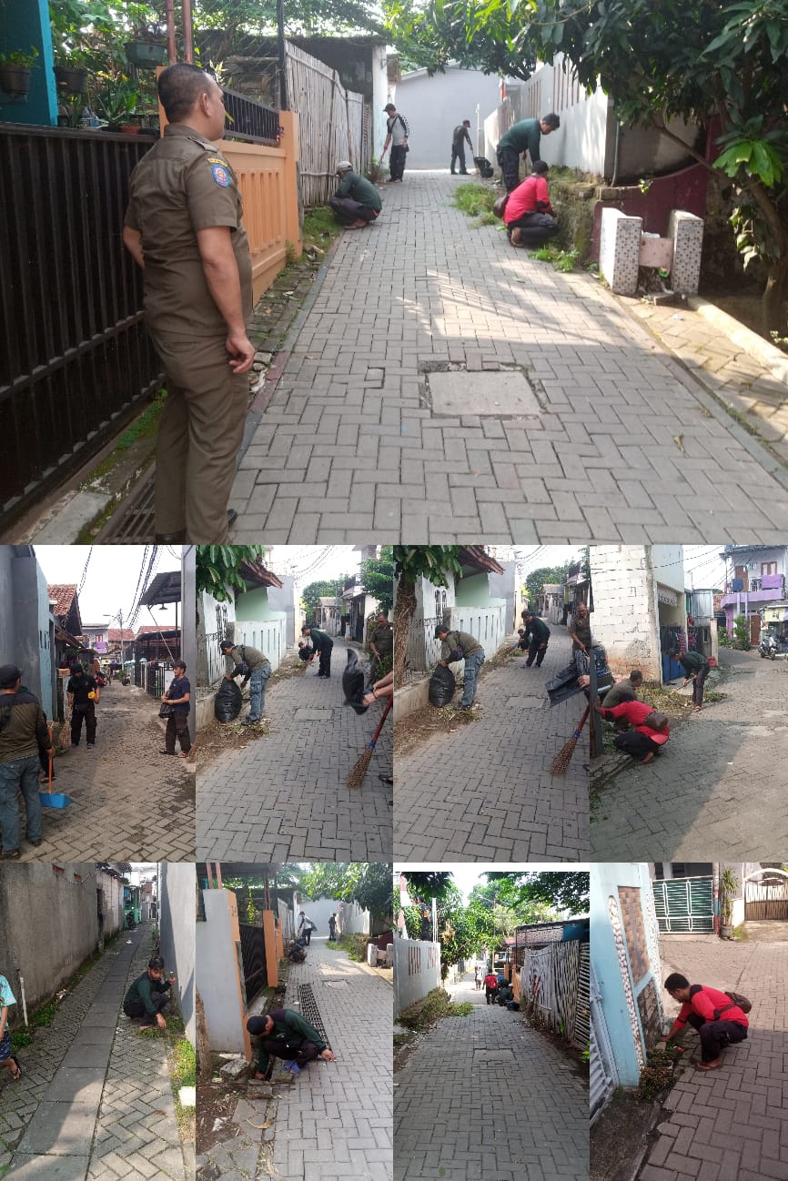 Kegiatan Perapihan Jalan Lingkungan oleh Satgas Kecamatan di Gang H. Simar Pondok Lakah RT 002 RW 010 Kel Paninggilan
