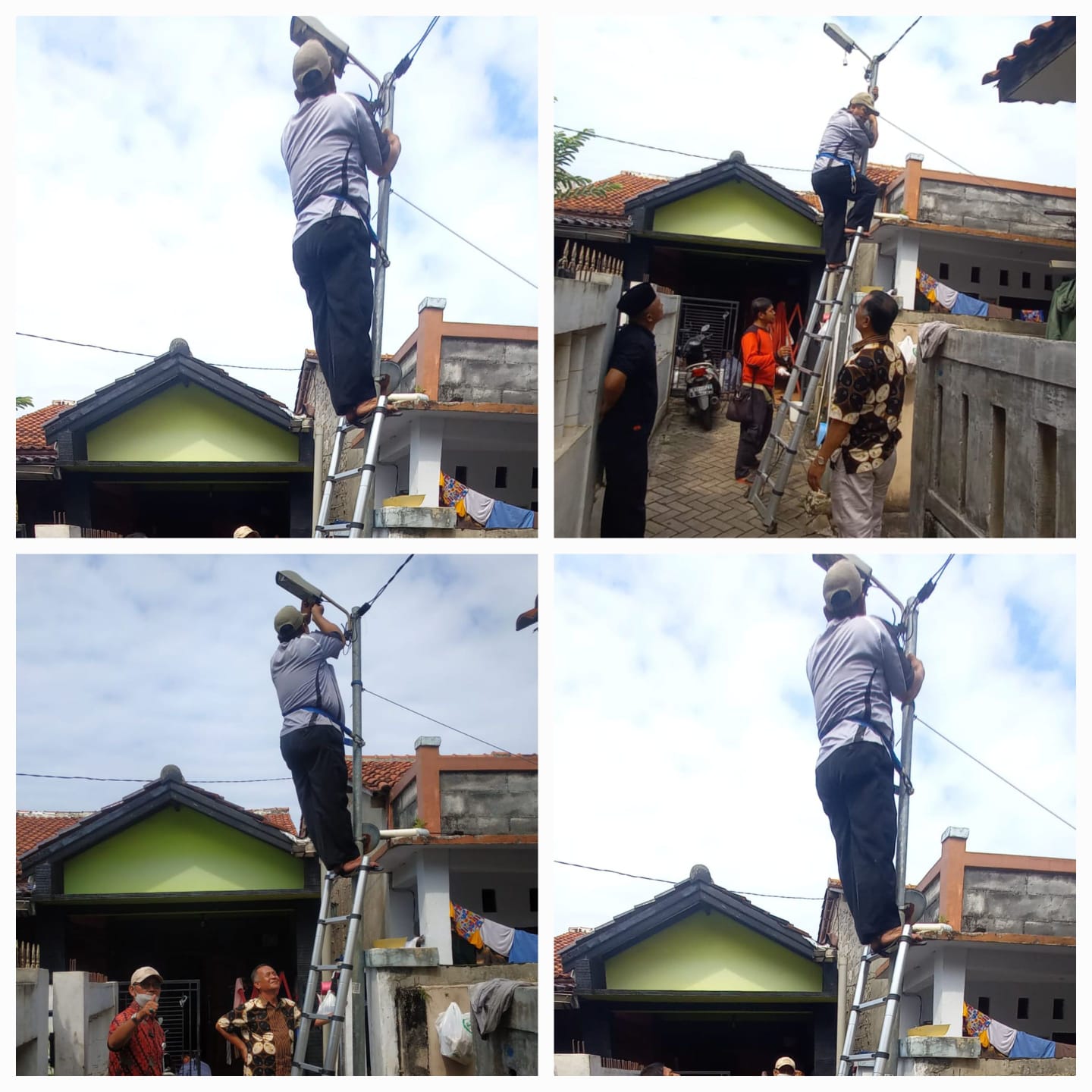 Kegiatan Perbaikan LAmpu PJU Kampung Terang oleh Tim PJU Kecamatan di RW 018 Kelurahan Paninggilan
