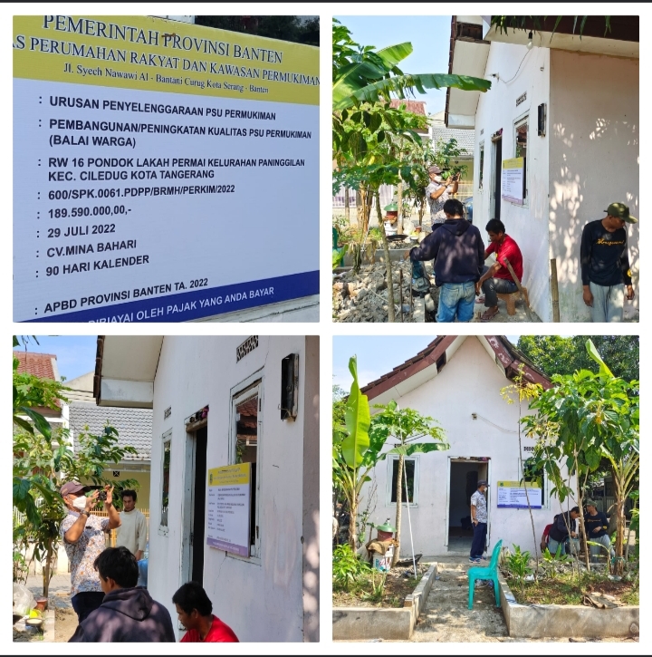 Monitoring pembangunan balai warga di RW 16 oleh diaperkimtan provinsi Banten kelurahan paninggilan 