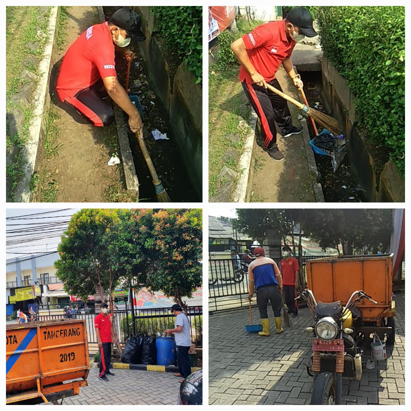 Kegiatan Kerja Bakti Lingkungan oleh Pegawai Kelurahan di Kantor Kelurahan Paninggilan