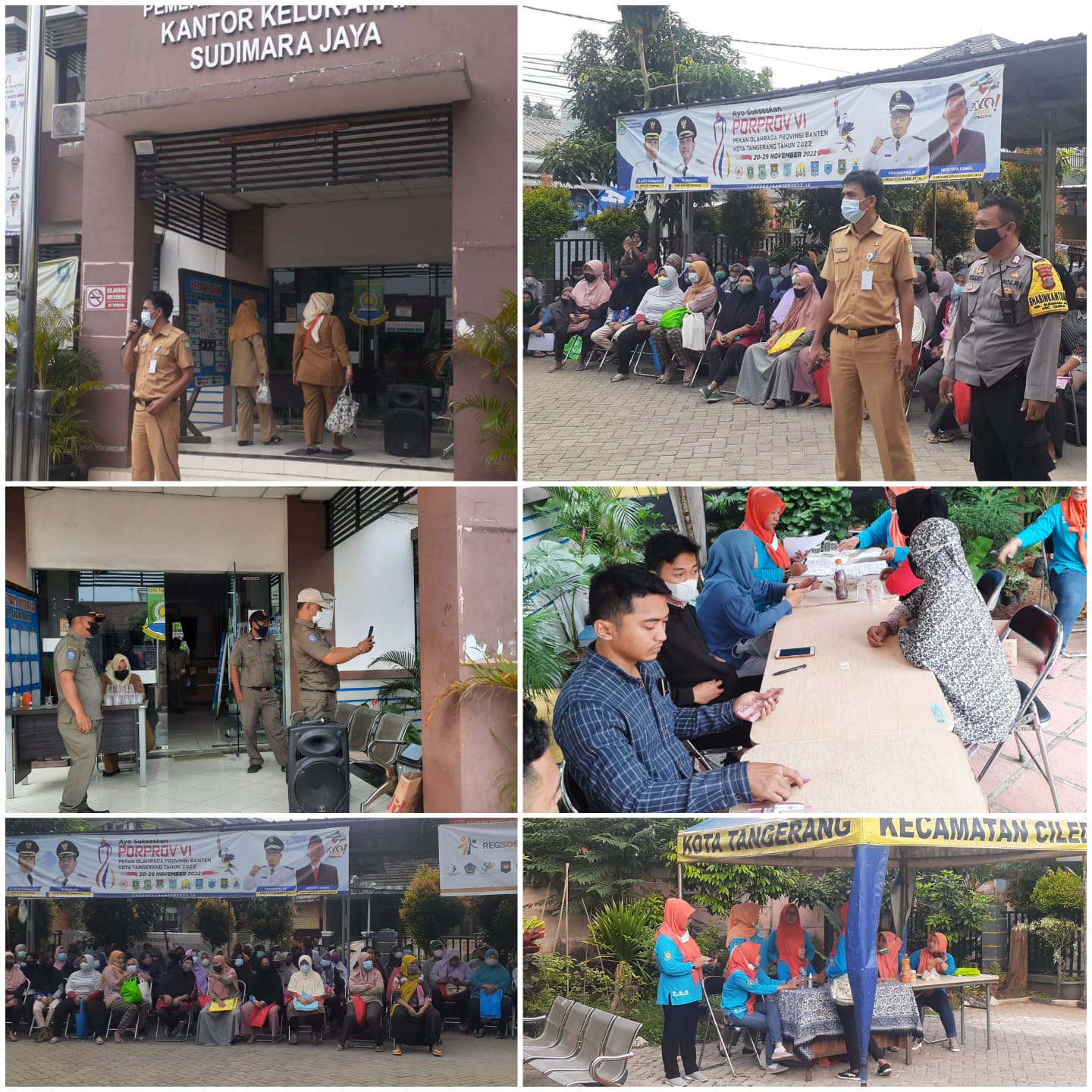 Kegiatan Penyaluran Bantuan Langsung Tunai (BLT) Inflasi BBM, BPNT dan PKH di Halaman Kantor Kelurahan Sudimara Jaya