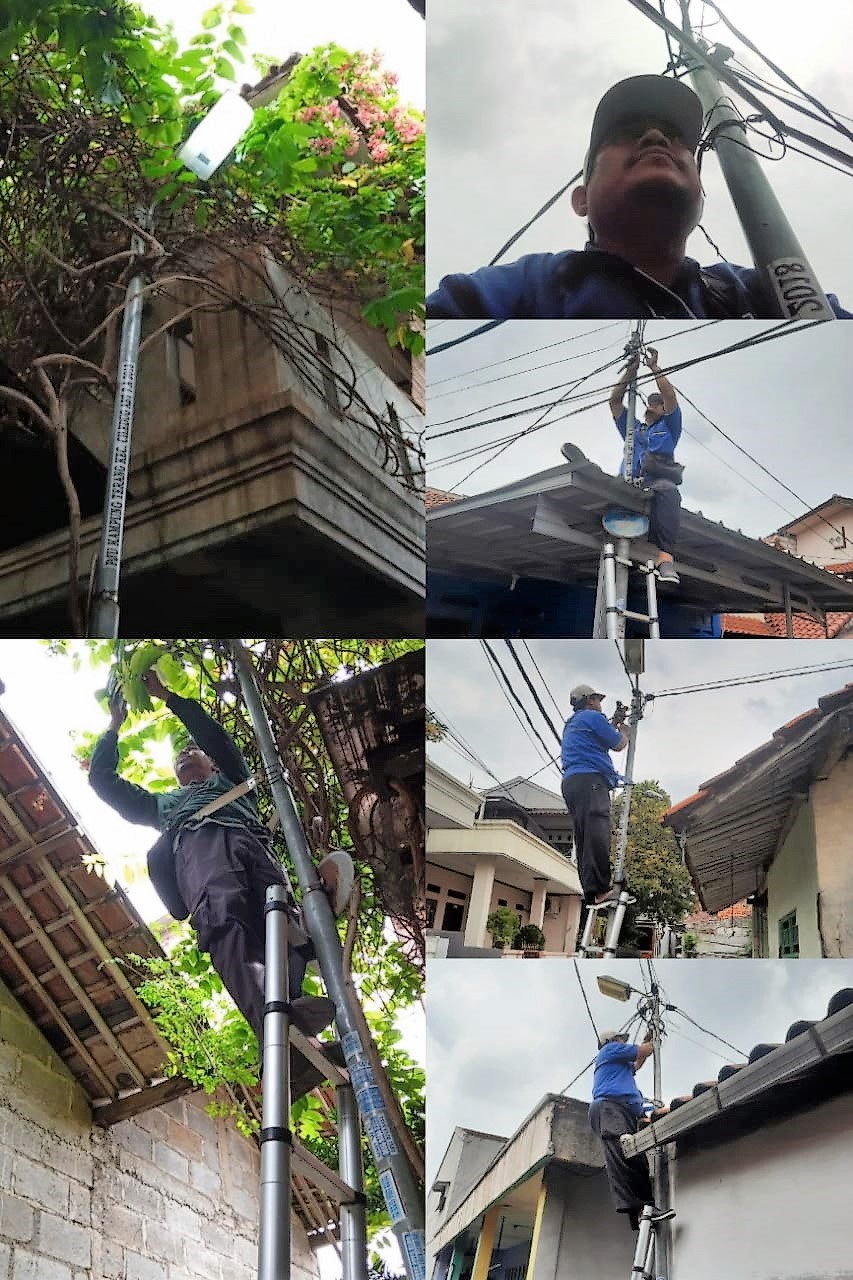 Monitoring Perbaikan Lampu PJU Kampung Terang oleh Tim Teknisi Kecamatan di Wilayah RT 02 RW 10 Kelurahan Paninggilan